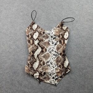 Paxton Bodysuit Womens Medium Snake Print Spaghetti Strap Stretch One Piece